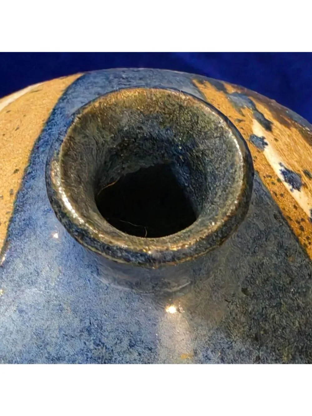 Vintage Bud Wilson Studio Pottery Weed Pot Vase Mid Century Blue Stoneware 5
